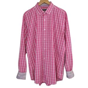 Bugatchi Shaped Fit Men's Plaid Casual Front Button Down Shirt